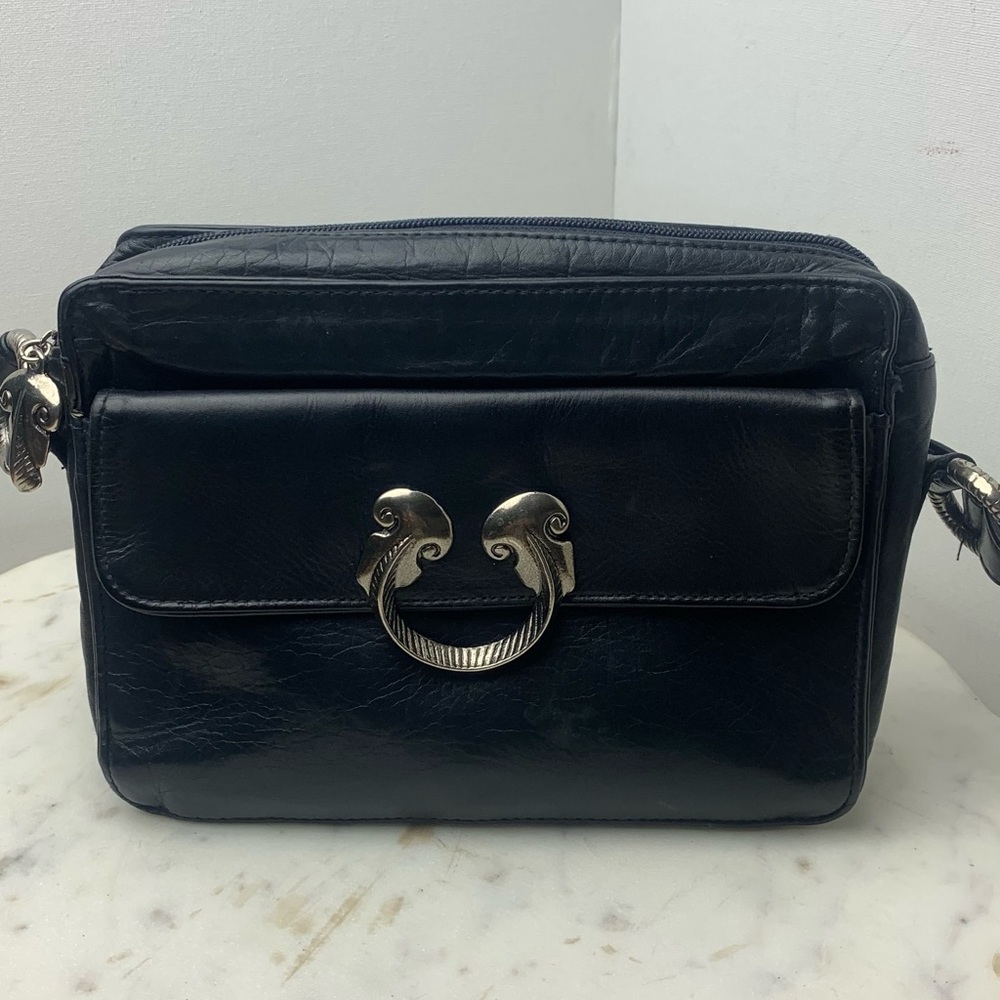 Architect black leather‎ crossbody bag